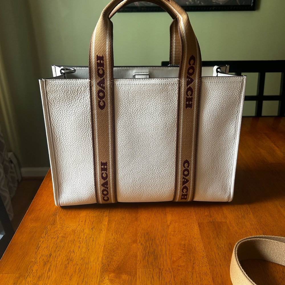 Coach white and tan Smith Tote - Picture 3 of 6